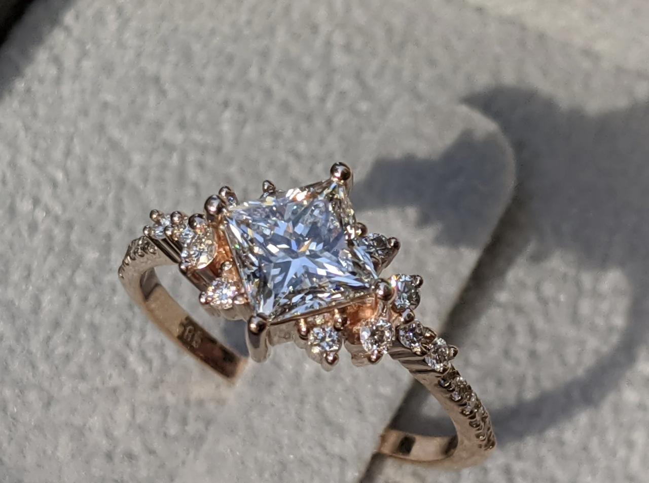 Vintage princess cut hot sale engagement rings