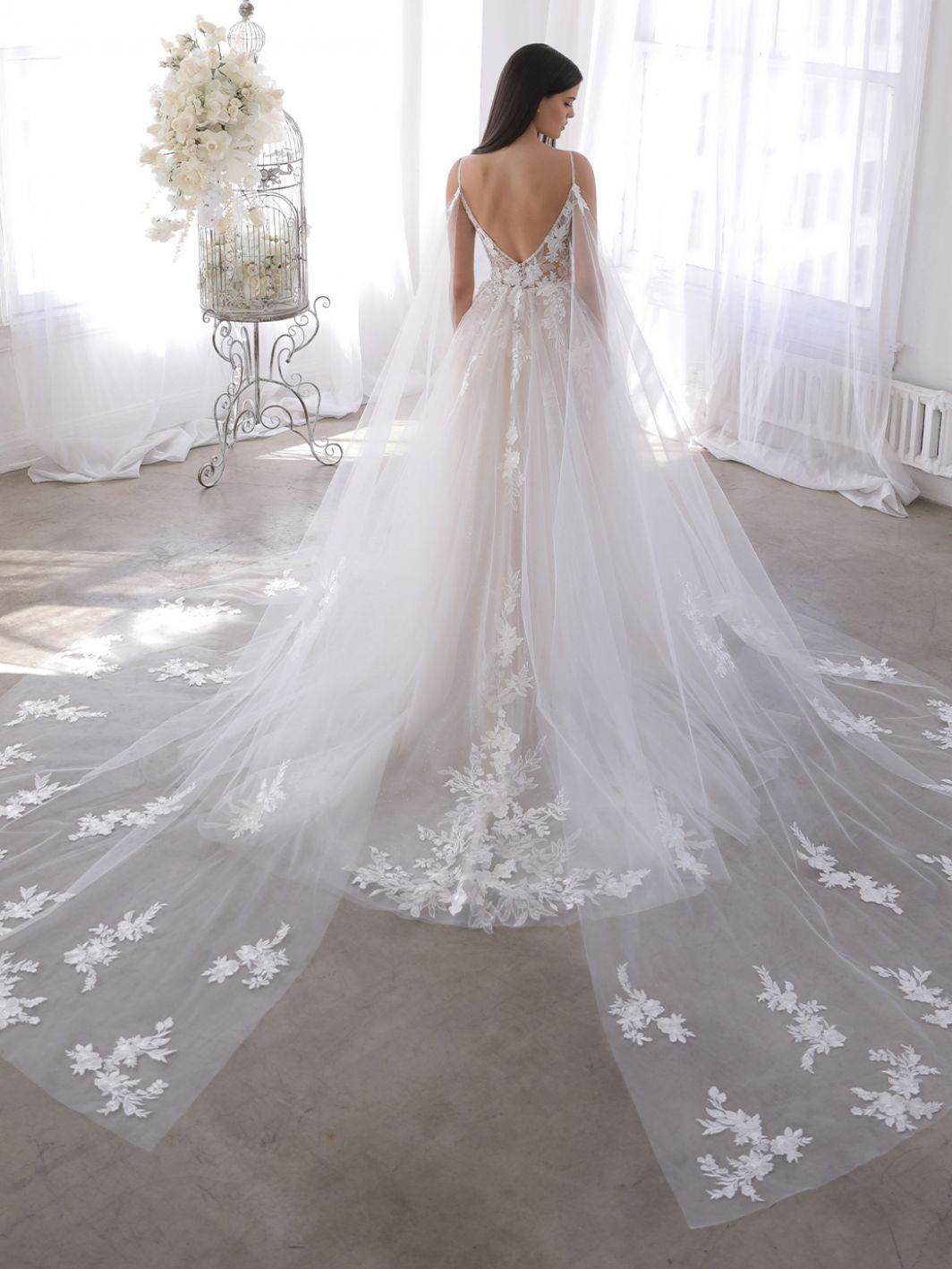 High Slit Lace Beach Ruffled A-line V-neck Fairytale Wedding Dress |  Brydealo