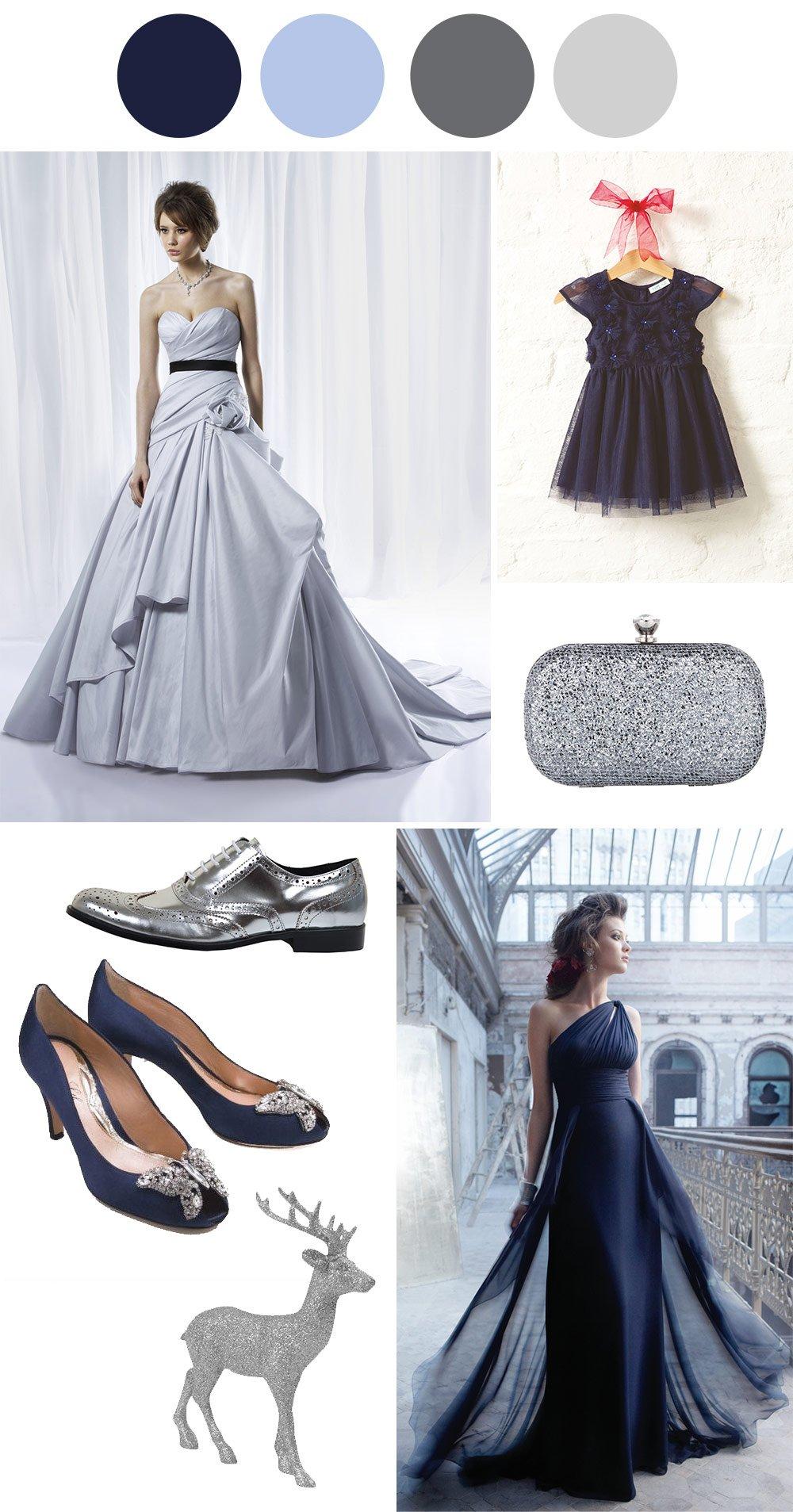 navy and silver
