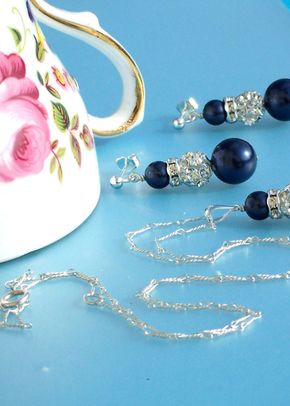 Midnight blue pearl and crystal set, Jules Bridal Jewellery