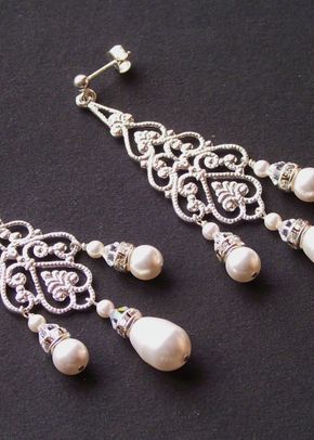 Chandelier pearl and crystal earrings, Jules Bridal Jewellery