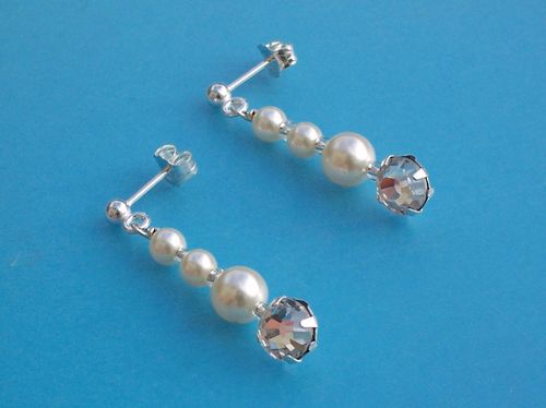 Diamante and pearl earrings, Jules Bridal Jewellery
