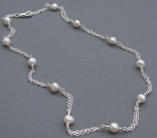 Freshwater pearl and sterling silver necklace, Jules Bridal Jewellery