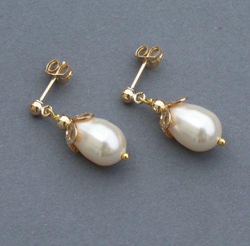 Gold tear drop earrings, Jules Bridal Jewellery