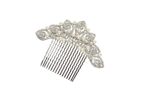 Swirl Pearl & Crystal Comb, Crystal Bridal Accessories