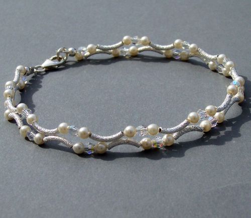 Swarovski pearl and crystal silver bracelet, Jules Bridal Jewellery