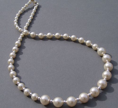 Graduated pearl and sterling silver necklace, Jules Bridal Jewellery