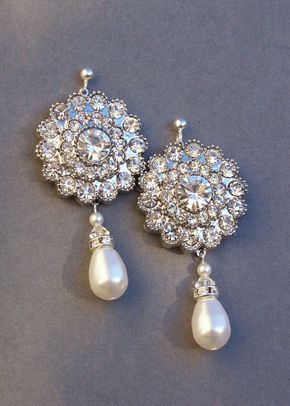 Vintage style rhinestone and pearl earrings, Jules Bridal Jewellery