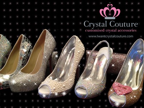 Crystal Peep Toe Sling Back Platforms, Crystal Couture