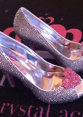 Crystal Peep Toes Silver Hearts, Crystal Couture