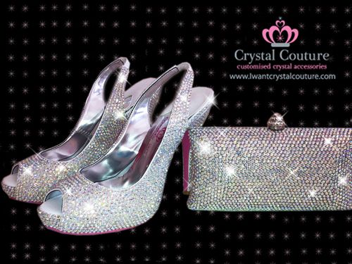 Crystal Sling Back & Clutch, Crystal Couture
