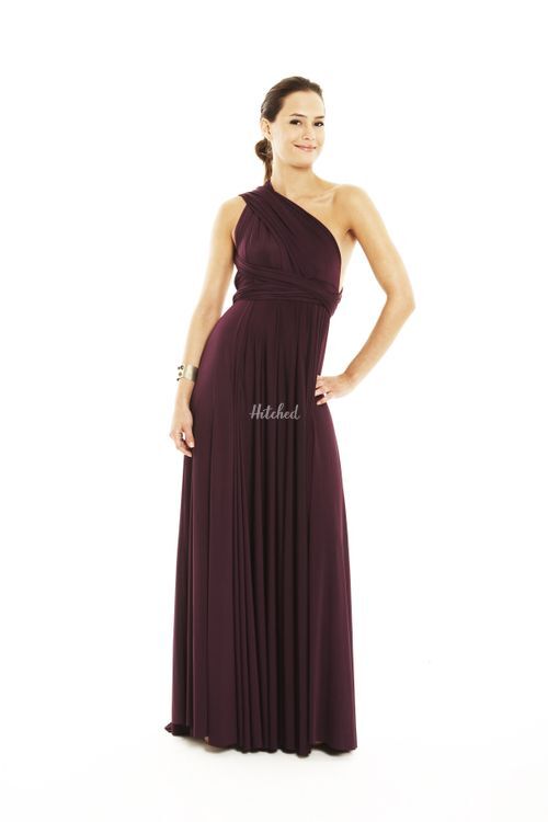 Classic Ballgown One Shoulder - Aubergine, twobirds Bridesmaid