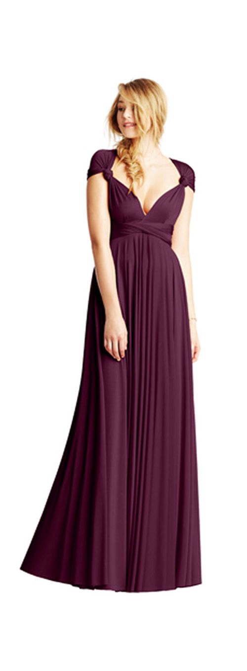 Classic Knotted Cap Sleeve - Aubergine, twobirds Bridesmaid