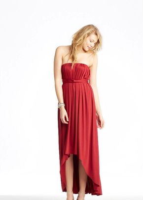 Hi-Lo Dress (with sash) - Cabernet Red, twobirds Bridesmaid
