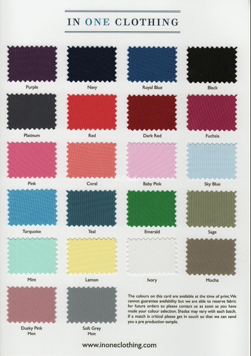 Swatch Card - Colours, In One Clothing