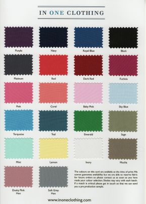 Swatch Card - Colours, In One Clothing