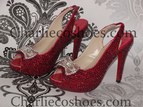 Crystal Ruby Slippers Sling Back Peep Toe, Charlie Co Shoes