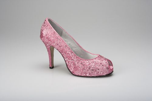 Crystal Peep Toe - Hot Pink, Crystal Couture