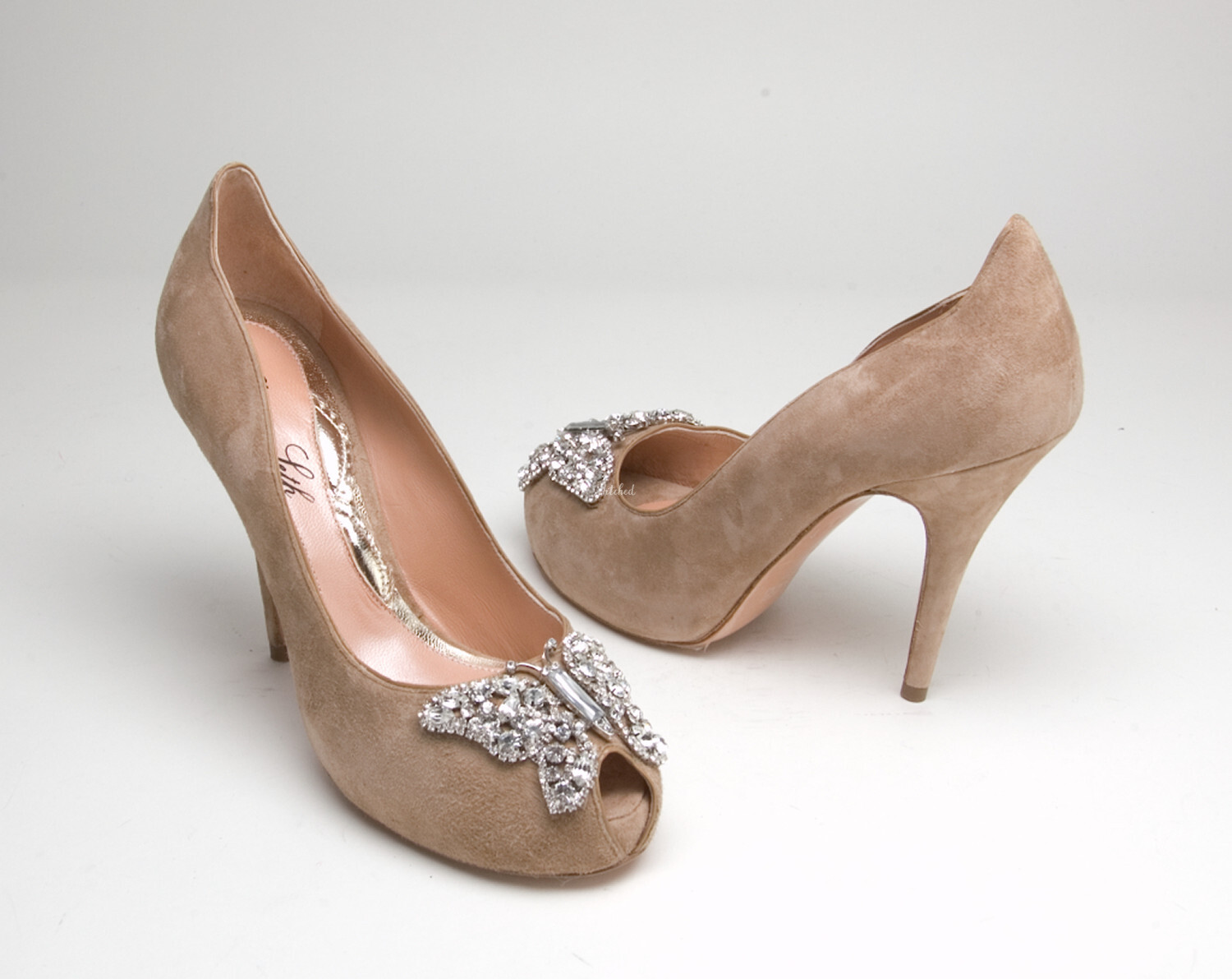 Farfalla Nude Suede Wedding Shoes from Aruna Seth 