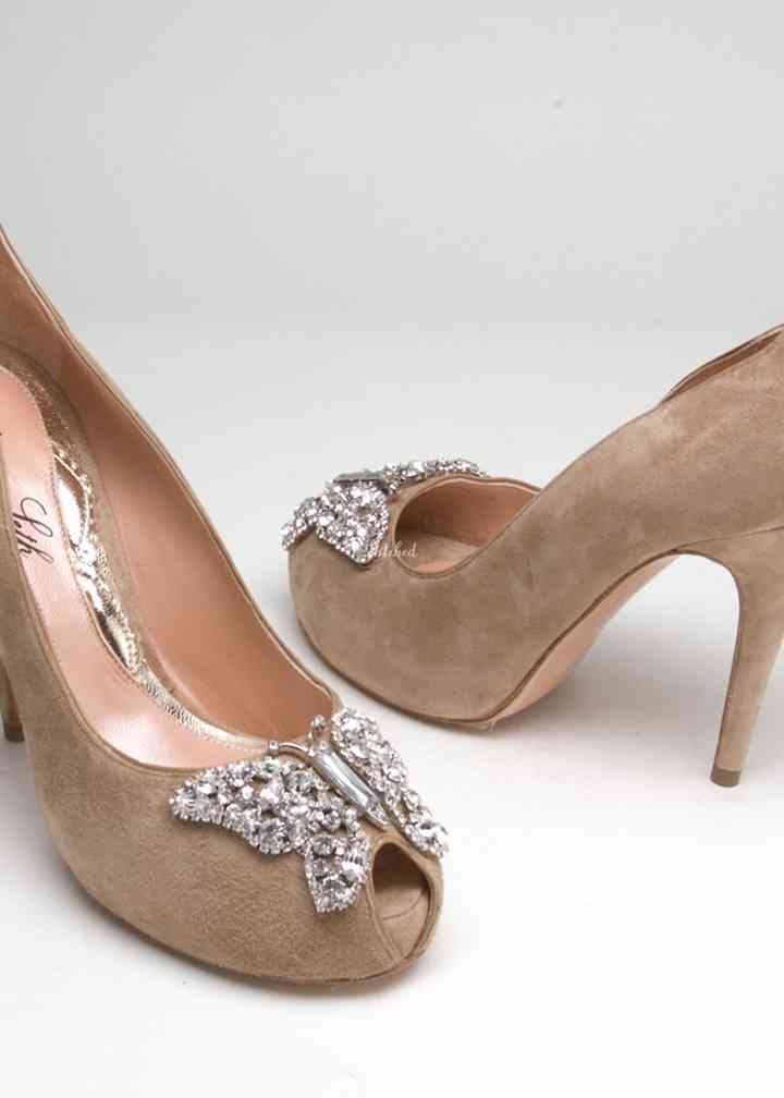 Farfalla Nude Suede Wedding Shoes from Aruna Seth 