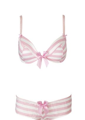 White & Pink Striped Bra & Knicker set, 351