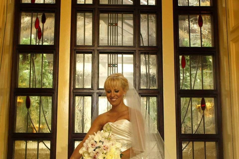 Bride and Interior of the Grand Hotel