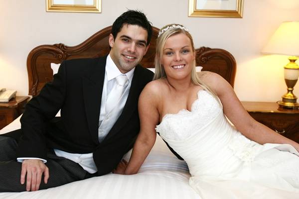 Bride and Groom in the Honeymoon Suite