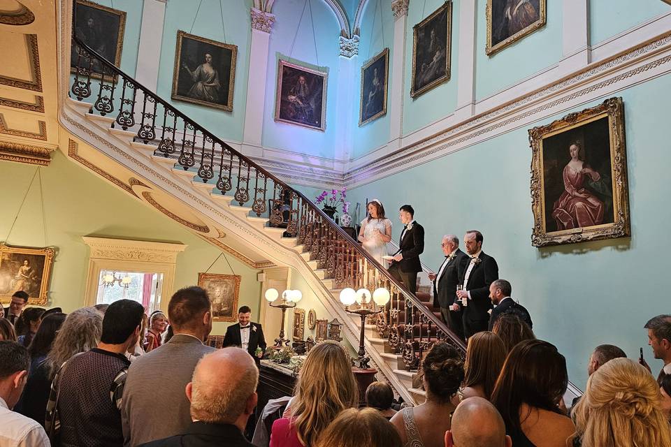 Speeches off the grand stairs