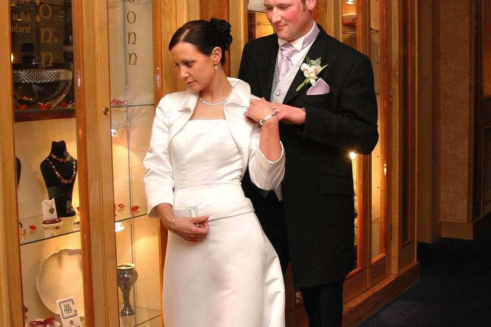 Wedding couple inside Hotel Westport