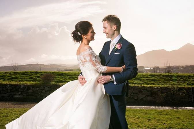 Newlyweds with Croagh Patrick views