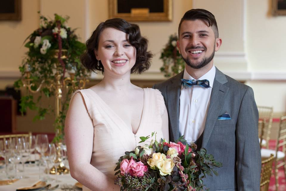 Bride and Groom in the Corrigan Hall