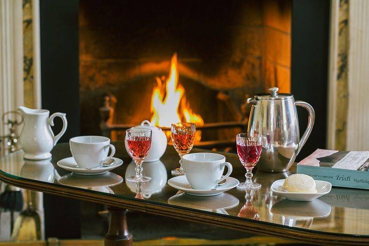 Cosy fireplace for afternoon tea and drinks