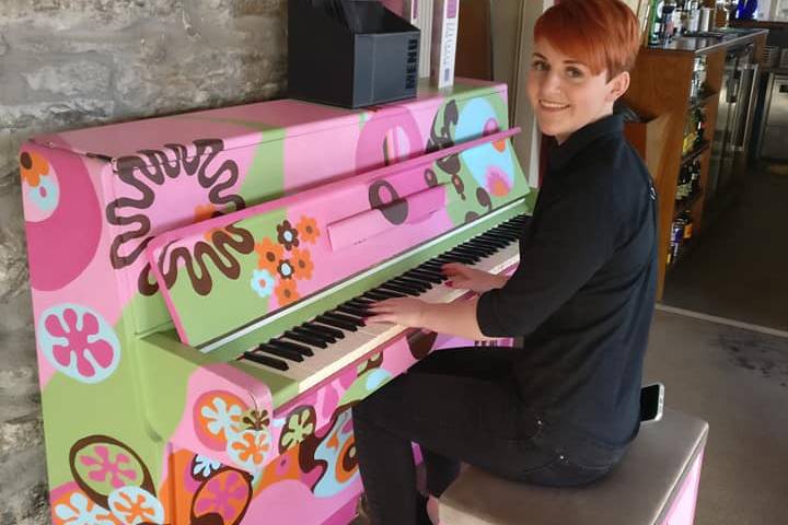 Colourful piano for wedding entertainment