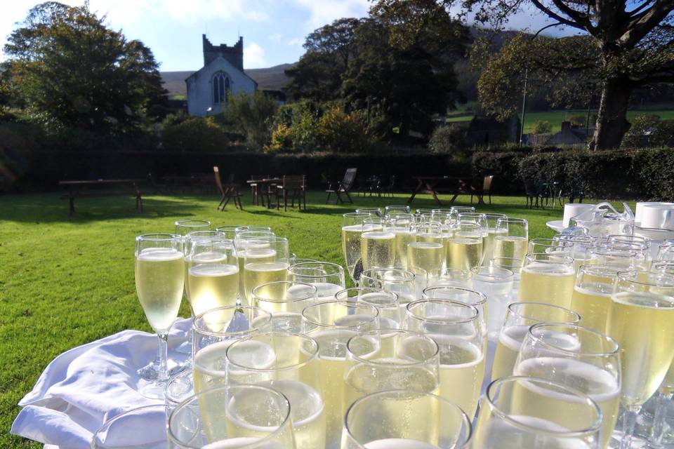 Champagne on the private lawns
