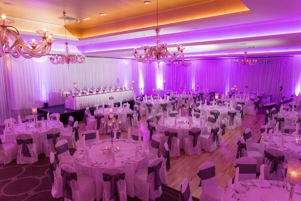 View of ballroom in wedding day