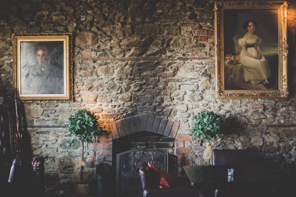 Stone fireplace at Hugh McCann's