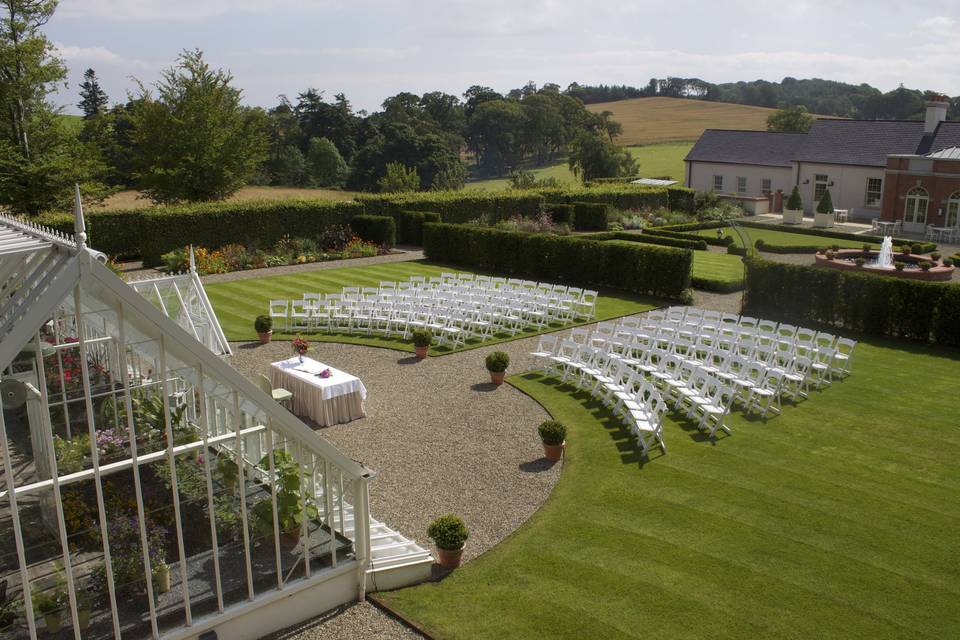 Outdoor Ceremony Set up in The Walled Garden