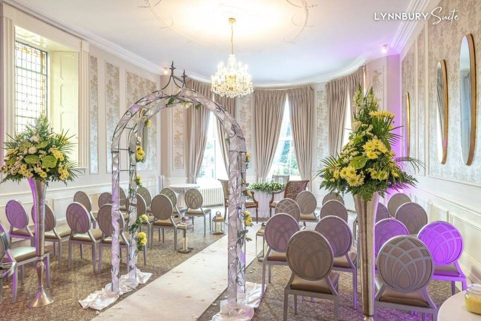 Ceremony in front of the windows