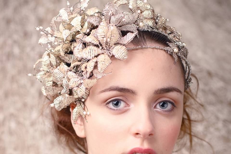 Large bedaed floral double band headpiece