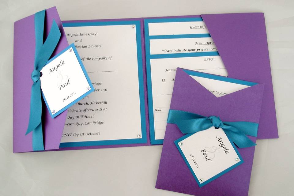 Purple and Teal Invitation Set