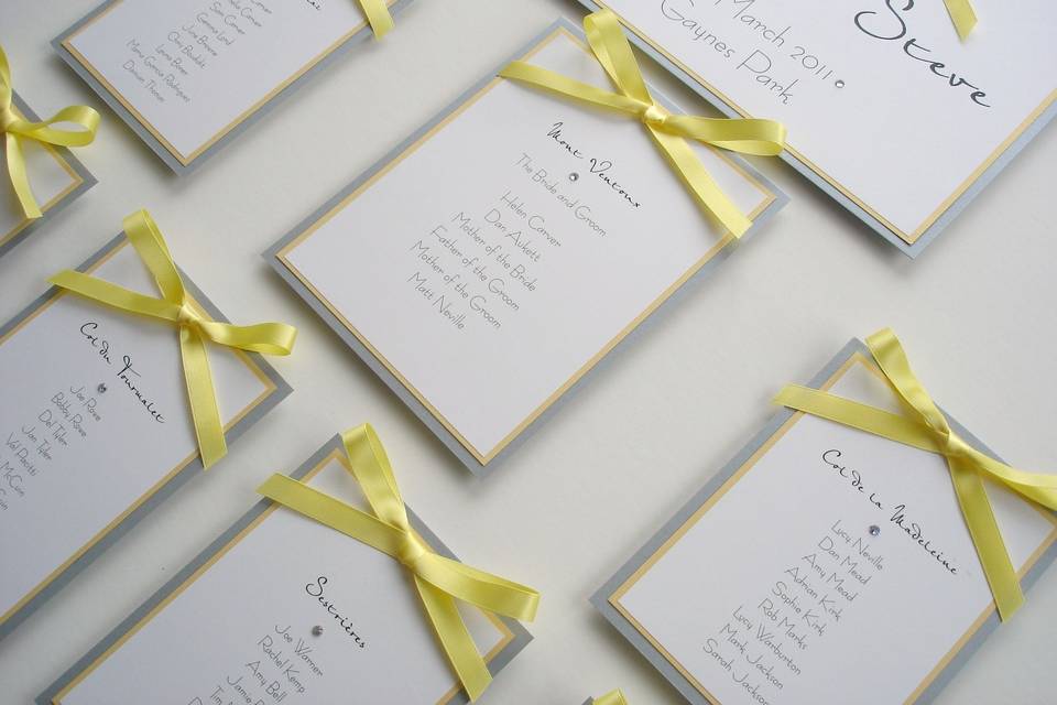 Yellow Bows Table Plan