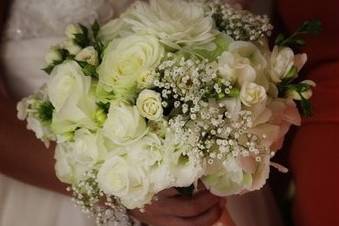 Jessica's beautiful scented bouquet of white 'Shirley Temple ' Peonies...