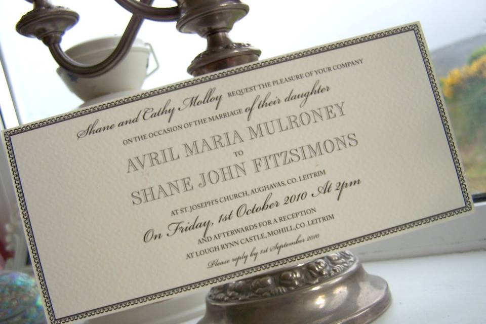 Black and cream wedding invitation