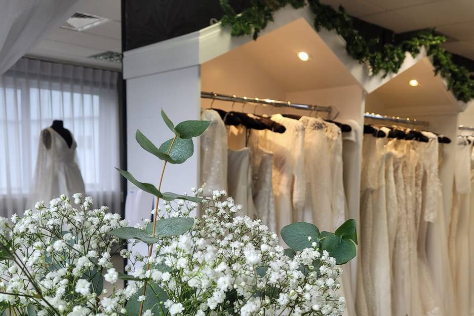 Flowers in the bridal shop