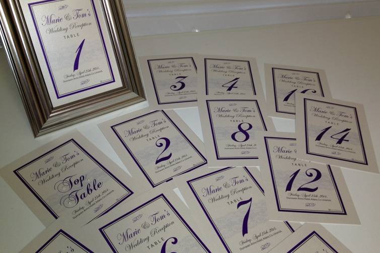 Table number cards