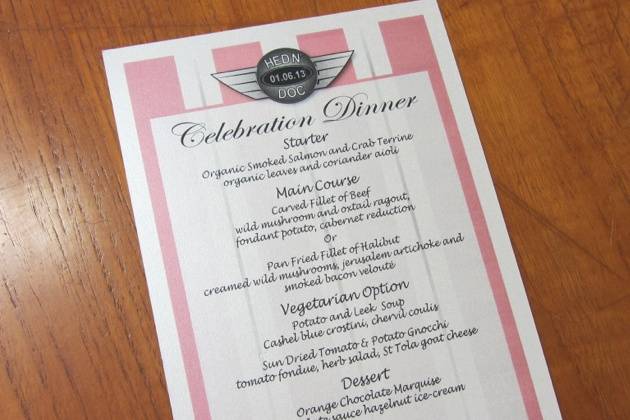 Wedding menus