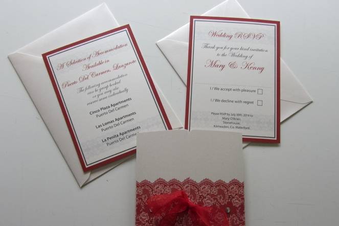 Red Lace Gatefold Invites