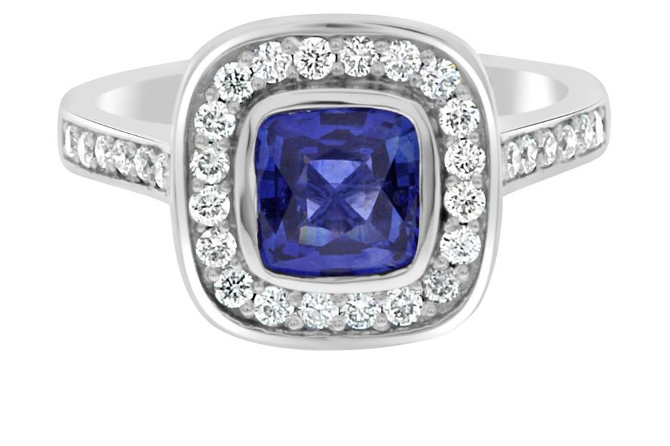 Elle sapphire engagement ring.