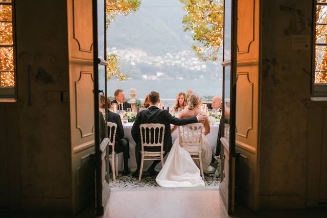 Lake-side wedding dinner