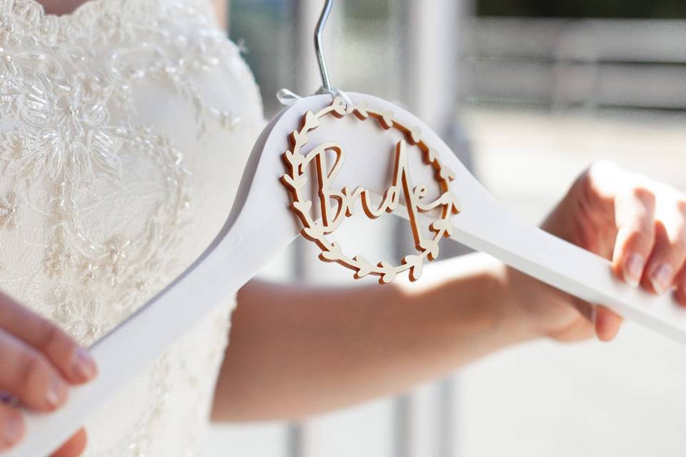 Bride dress hanger tag